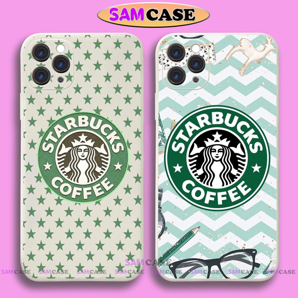 Ốp lưng điện thoại iPhone Starbuck cạnh viền vuông silicon dẻo bảo vệ cam ip 6/6s/7/8/X/XS/XR/11/12/13/14 Pro Plus Max