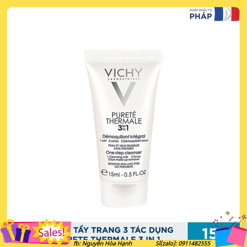 Sữa Rửa Mặt Tẩy Trang 3 Tác Dụng Purete Thermale One Step Cleanser 3 In 1 (15ml)