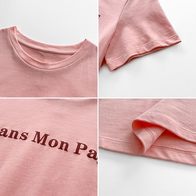 Áo Thun Ngắn Tay In Chữ Cá Tính Thời Trang 164504 Áo Thun Cổ Tròn Dáng Rộng Thiết Kế Đơn Giản Trẻ Trung Hợp Thời Trang Hè