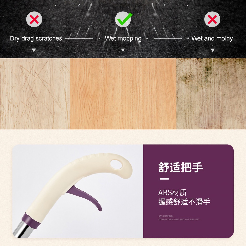 Cây lau nhà phun nước diện tích rộng 98cm thiết kế gọn nhẹ với bình 400ml