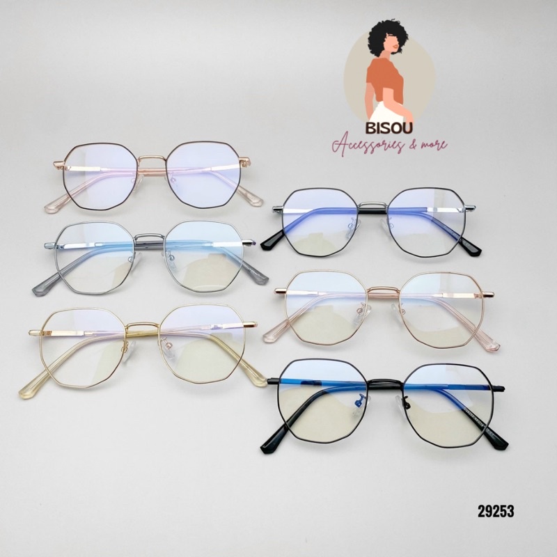 Gọng kính kim loại nam nữ Bisou accesories dáng tròn đa cạnh phong cách Hàn quốc MS29253