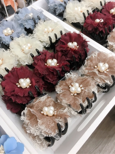 [ Hàng Thiết Kế ] Kẹp Tóc Cua Hoa Handmade Cao Cấp Ribbon.mimi