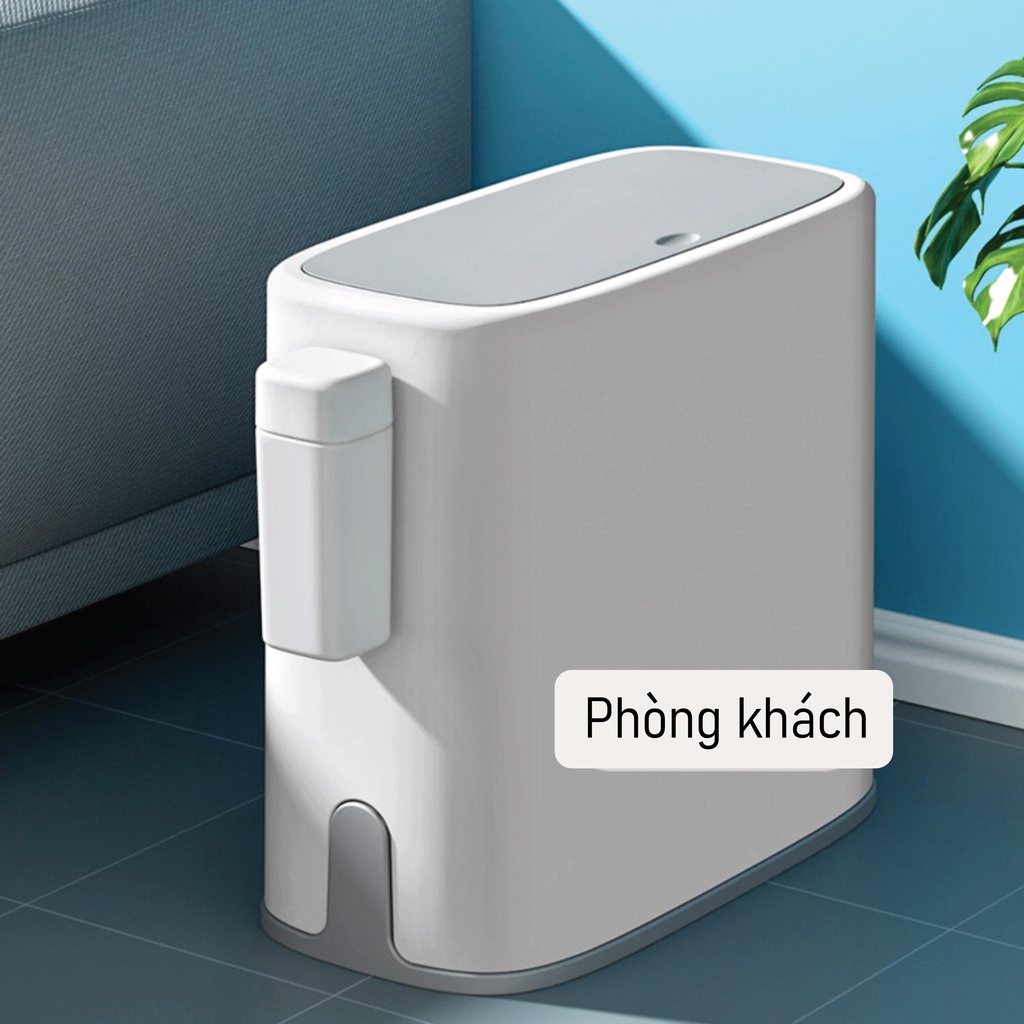 Thùng rác cho không gian hẹp SUPO Mart 15L, thùng rác nắp lật gọn gàng nhựa ABS cứng cáp, có lõi ngăn phân loại rác