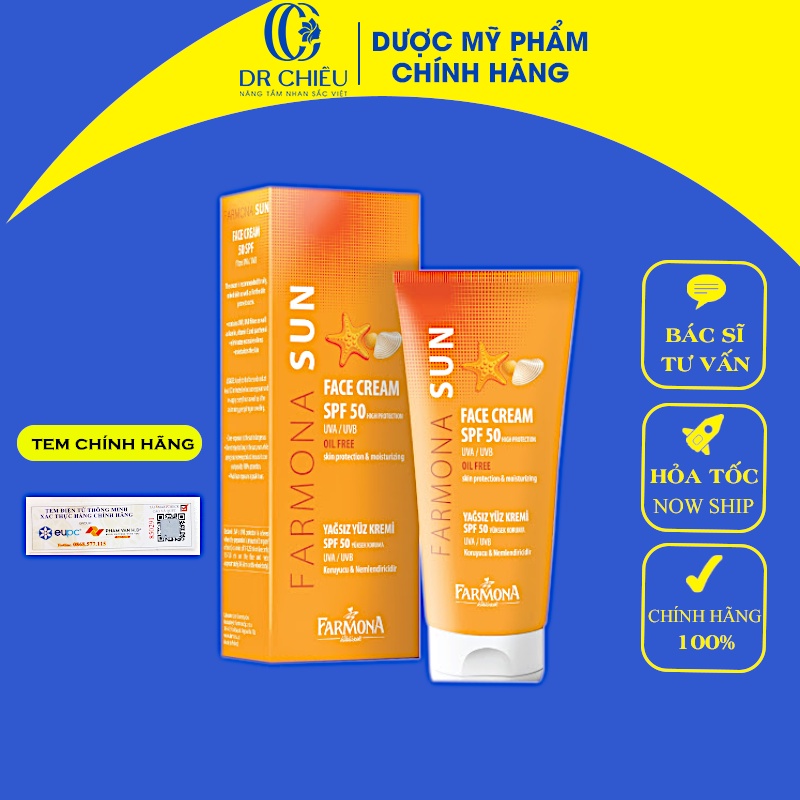 Farmona Sun Face Cream ⚜️CHÍNH HÃNG⚜️ Kem chống nắng Farmona Sun Oil Free SPF 50 (50ml)