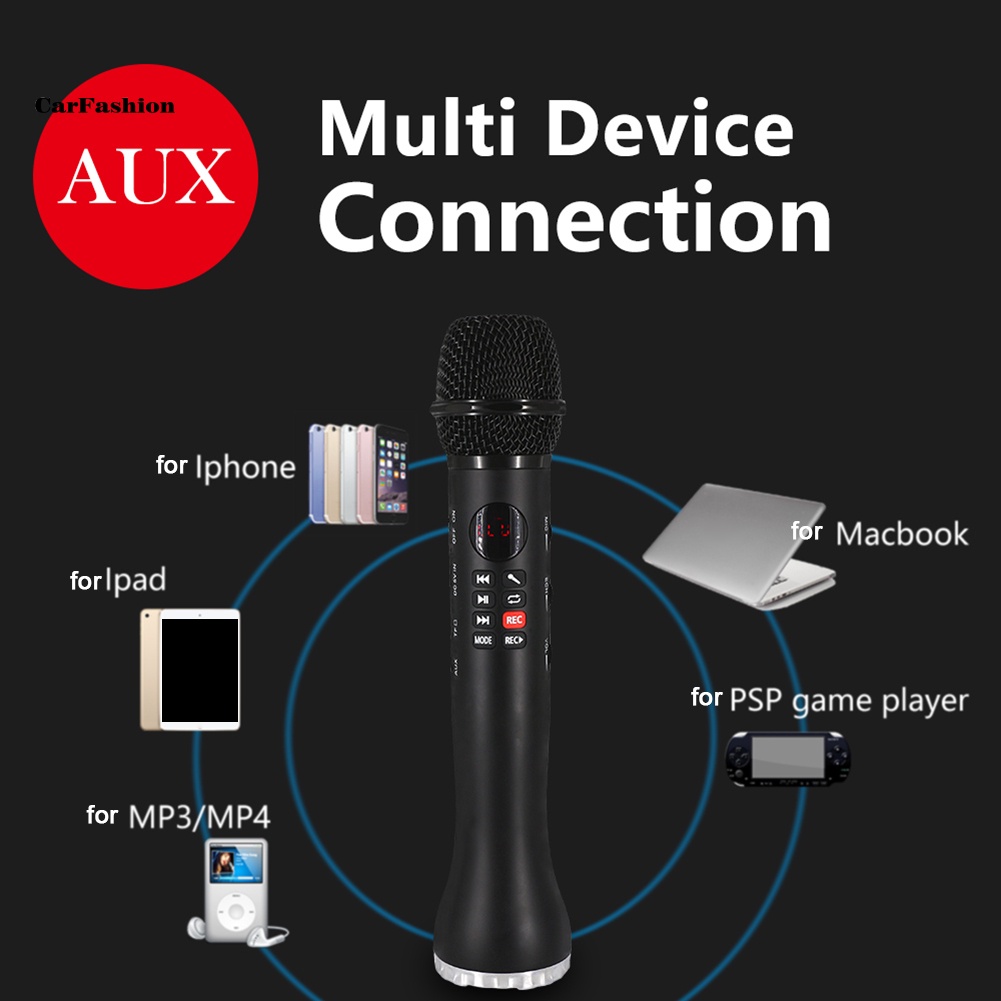 Mic hát karaoke cầm tay không dây kết nối bluetooth 3 trong 1