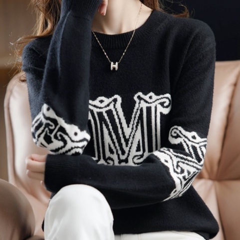 Áo sweater ZHELIHANGFEI tay dài dáng rộng in chữ kiểu Mỹ thời trang