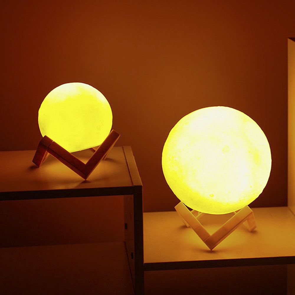 Đèn ngủ 3D hình mặt trăng và bầu trời đầy sao làm quà tặng sinh nhật (bán lẻ giá đỡ)