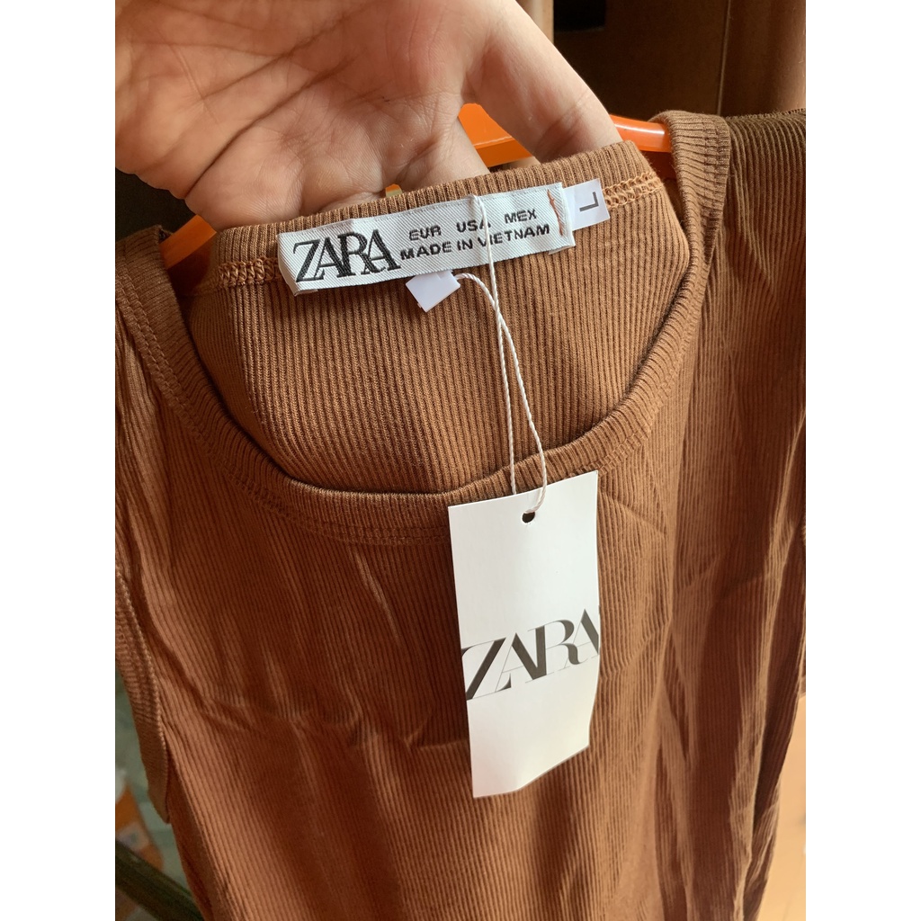 Áo ba lỗ nữ croptop ôm body Zara dáng áo 3 lỗ ôm chất liệu thun cotton 100% co dãn | BigBuy360 - bigbuy360.vn