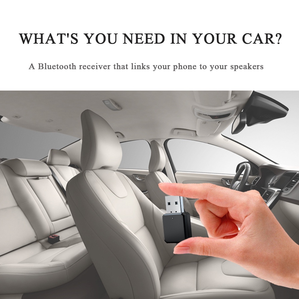 Bộ Thu Tín Hiệu Âm Thanh Bluetooth 5.1 Hai Đầu Ra AUX USB Tích Hợp Micro Không Dây Cho Xe Hơi