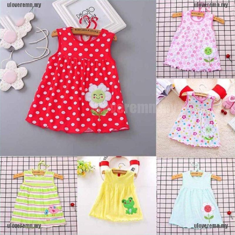 Bộ 0 Đầm Cotton Sát Nách Dáng Chữ A Cho Bé Gái Sơ Sinh