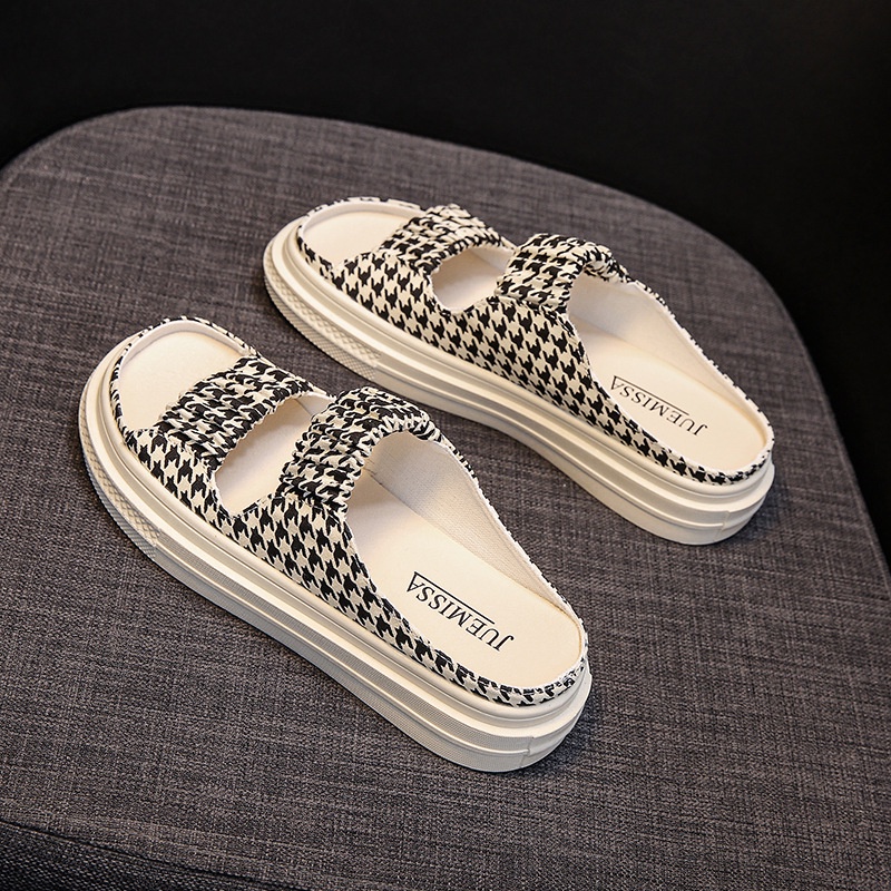 Dép quai ngang MS Tth077 canvas co giãn thời trang cho nữ