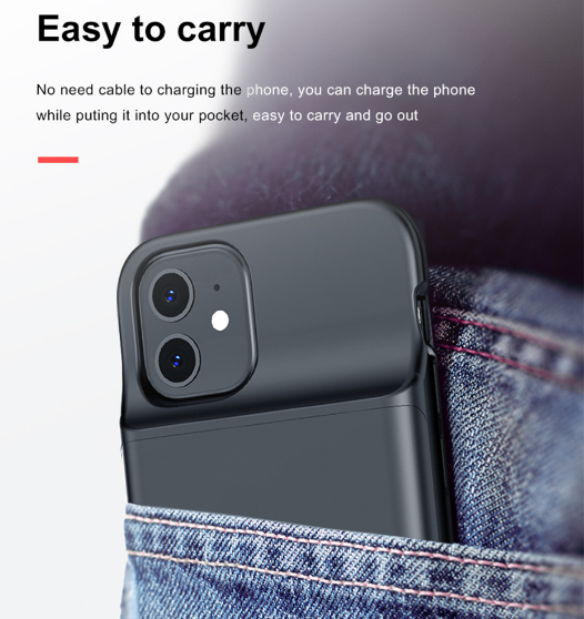 Ốp điện thoại Jomaa silicon kiêm pin sạc dự phòng 4700mah thích hợp cho iPhone 12 13 12 13Pro/ 12Max/ Pro max