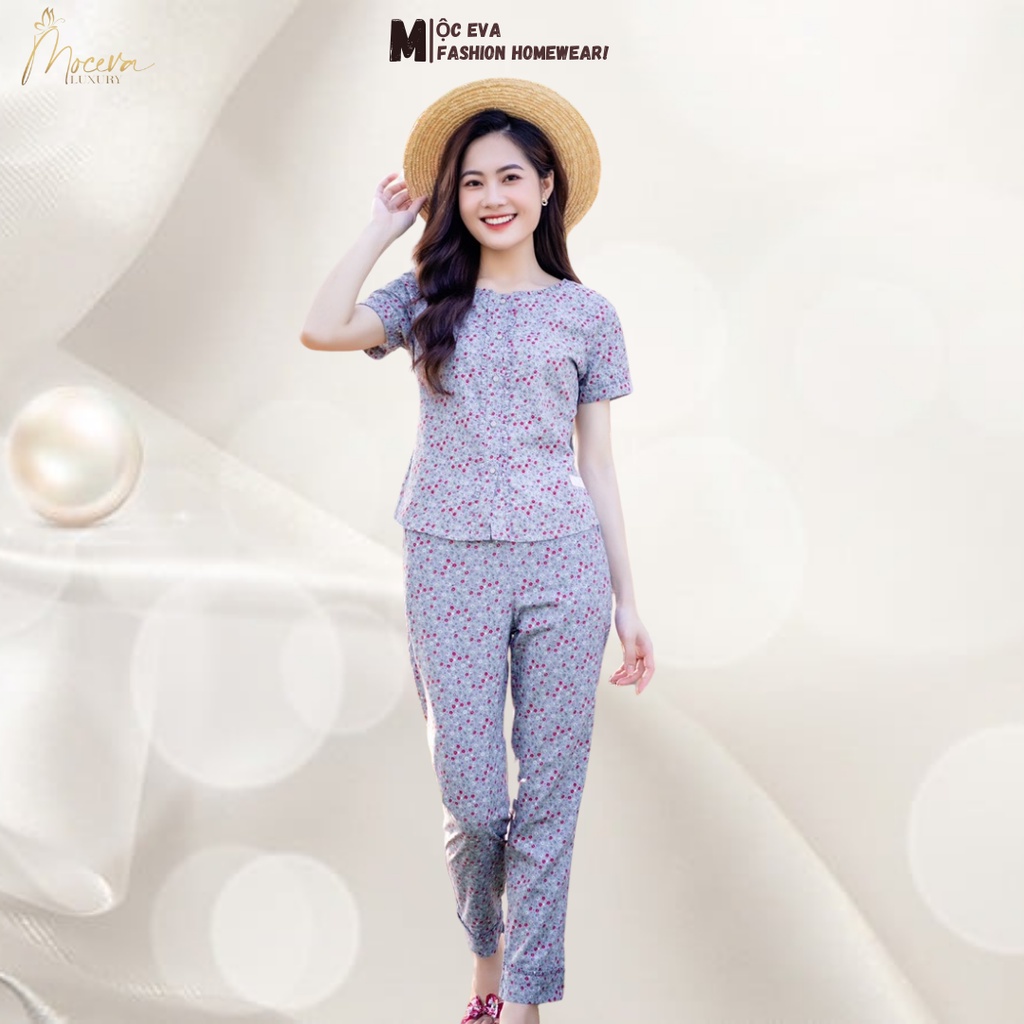 Đồ bộ mặc nhà nữ,áo ngắn tay quần dài mùa hè dòng cao cấp thương hiệu MỘC EVA MSSP: T112217