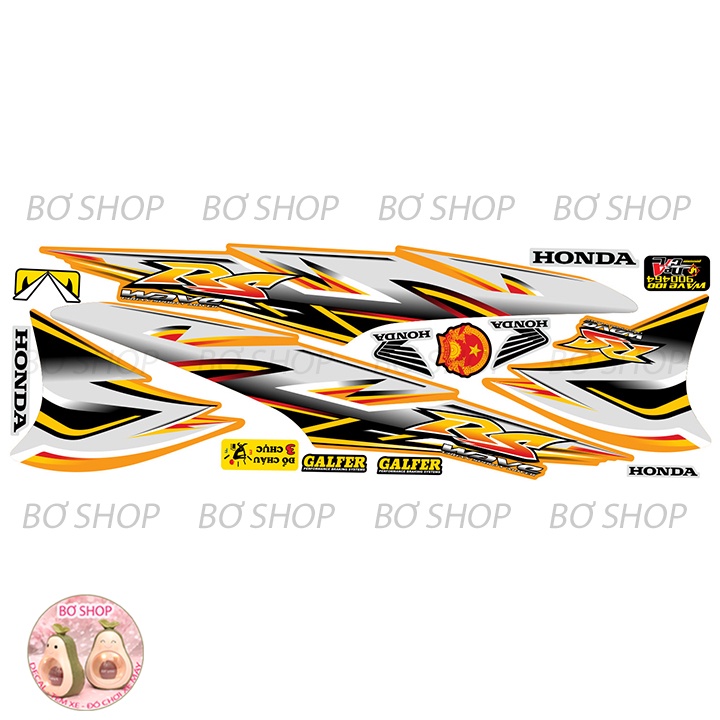 Tem rời WAVE ALPHA 100cc & 50cc Mẫu chữ RS  BƠ SHOP - Tem 3 lớp chống phai màu