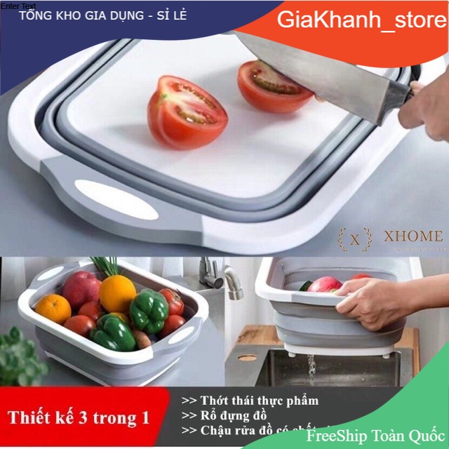 Thớt Kèm Chậu Gấp Gọn Đa Năng 2 In 1 Thông Minh , Tiện Dụng