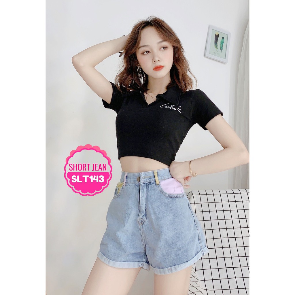 Quần short jean nữ Quần đùi nữ chất jean cao cấp túi phối màu dễ thương SLT