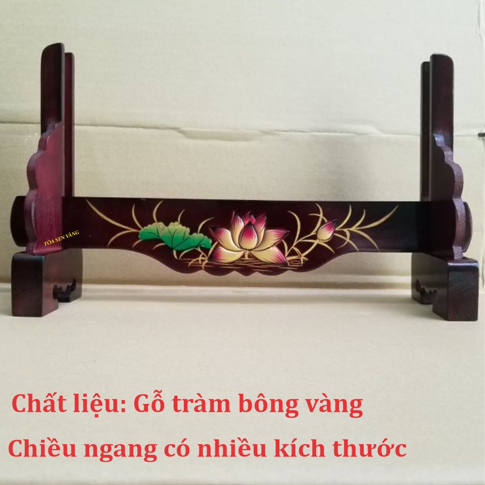 Chân đế khung hình thờ - Giá đỡ khung ảnh có nhiều kích thước, hoa sen nổi, màu nâu đen đậm