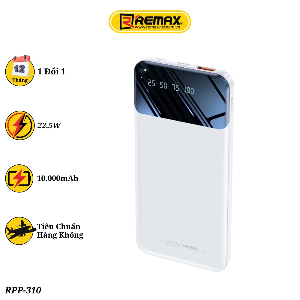 Pin sạc dự phòng 10000mAh PD 20W Remax RPP-502 - Cốc sạc kiêm pin dự phòng hỗ trợ sạc nhanh PD 3.0 và QC