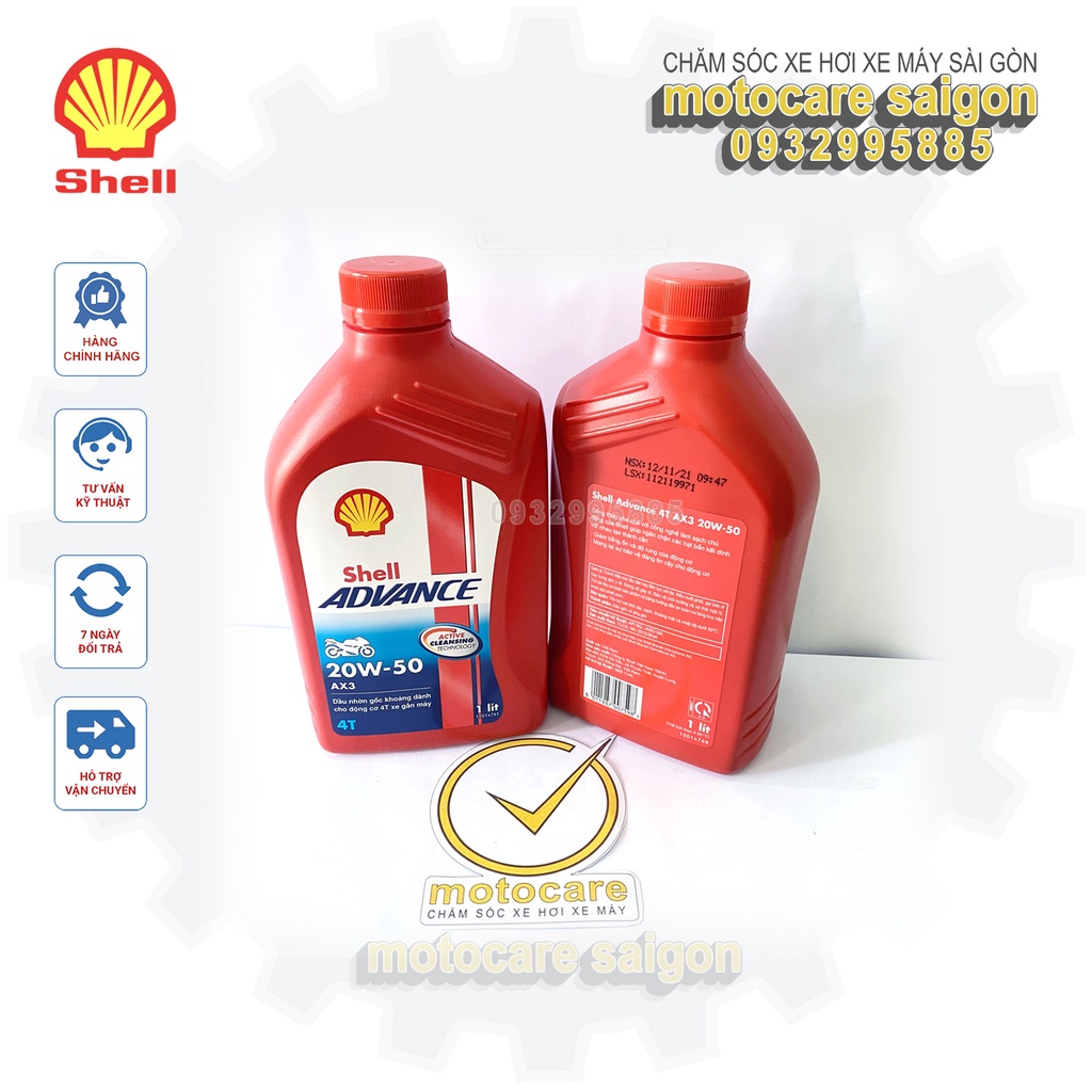 NHỚT SHELL ADVANCE AX3 20W-50 1L Nhớt dành cho xe số