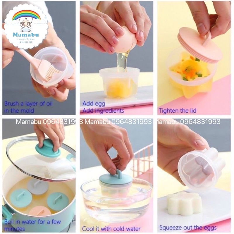 Bộ 4 Khuôn Hấp Làm Bánh Flan, Thạch Pudding, Hấp Trứng Cho Bé Ăn Dặm Mamabu