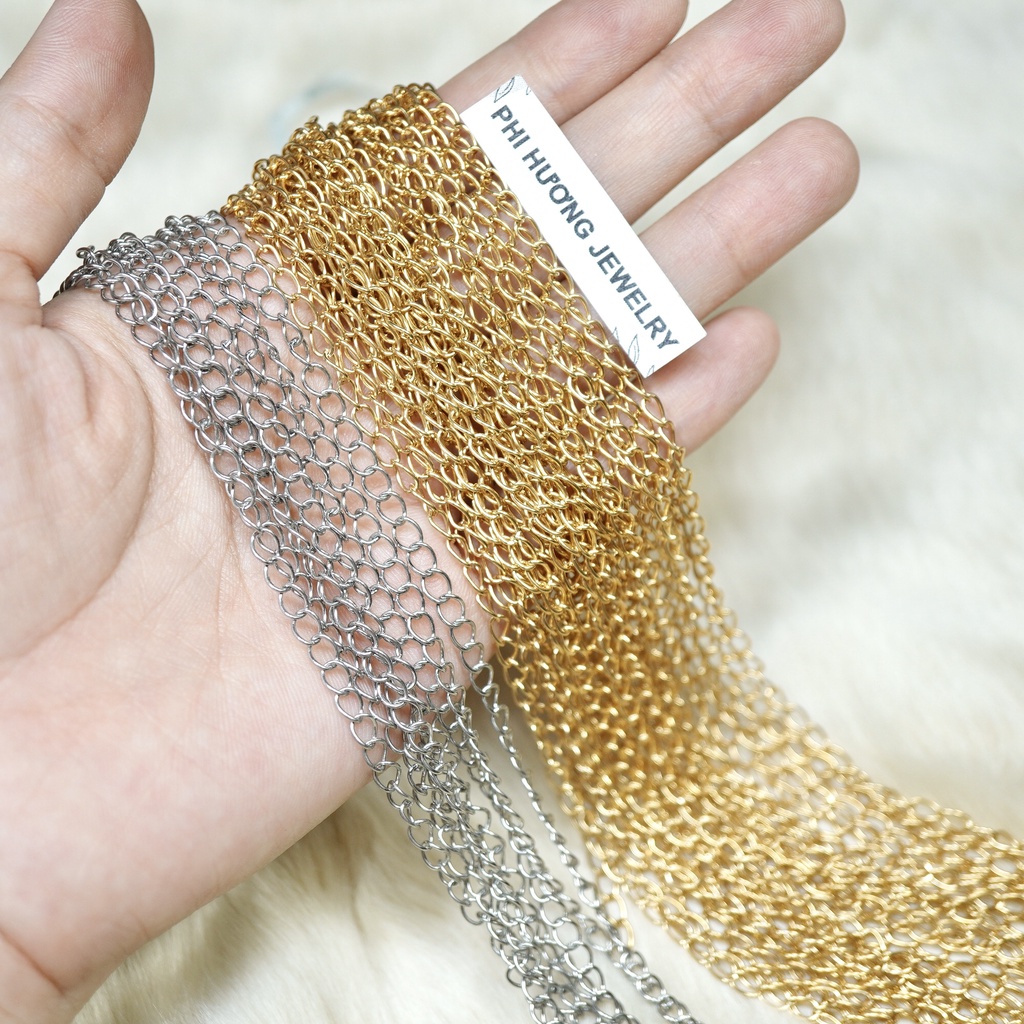 Túi 5 đoạn dây xích dài ~ 5cm làm tăng đơ nối dài vòng tay, phụ kiện DIY