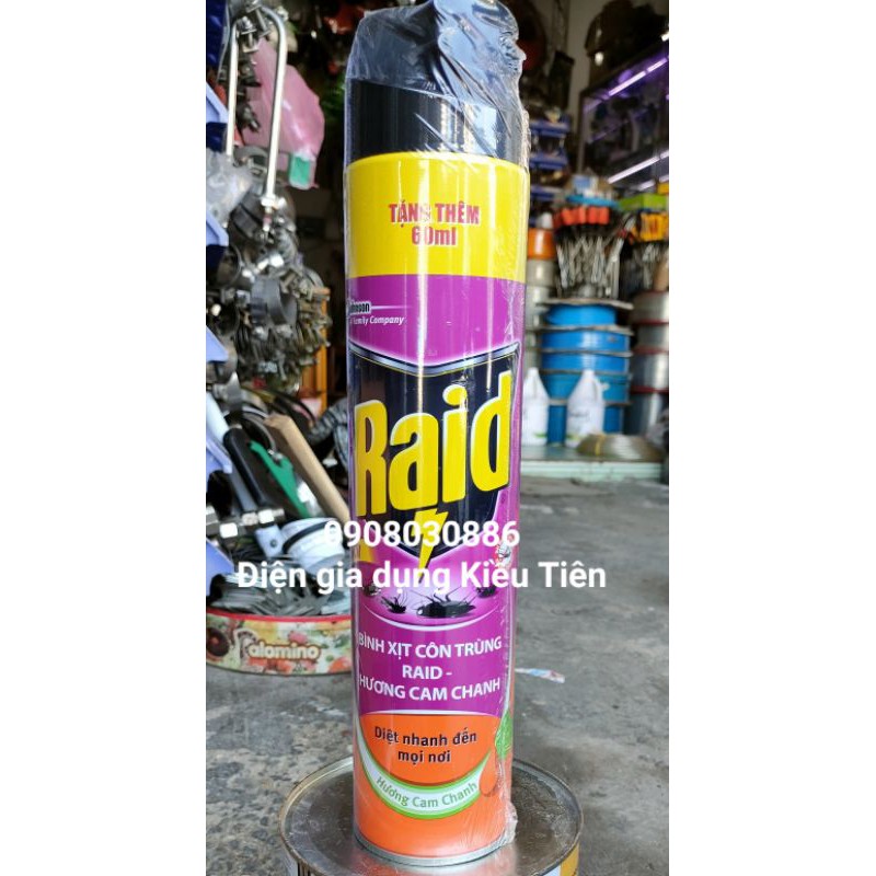 Bình xịt côn trùng Raid 600ml . Tặng 10% mỗi bình=660ml. Điện gia dụng Kiều Tiên