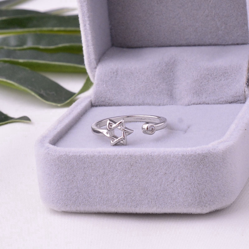 Nhẫn bạc dạng hở hình ngôi sao phong cách Hàn Quốc cho nữ