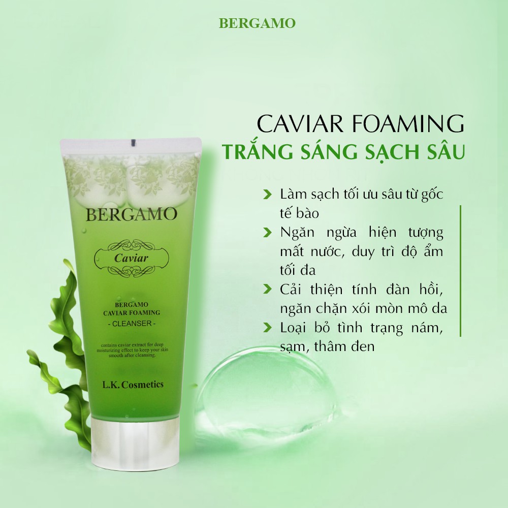 [Auth Hàn] Sữa Rửa Mặt Bergamo Caviar Chiết Xuất Trứng Cá Tầm - Có Tem Phụ & Chứng Nhận An Toàn