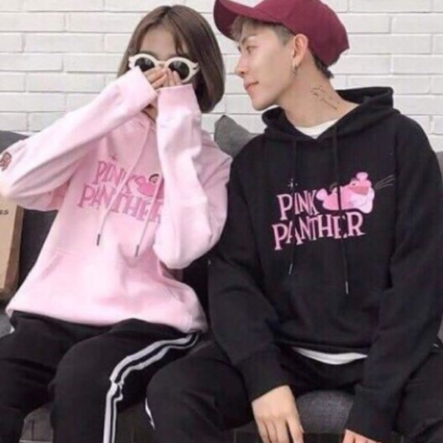 Áo hoodie nỉ chú báo hồng cho cặp đôi siêu cute