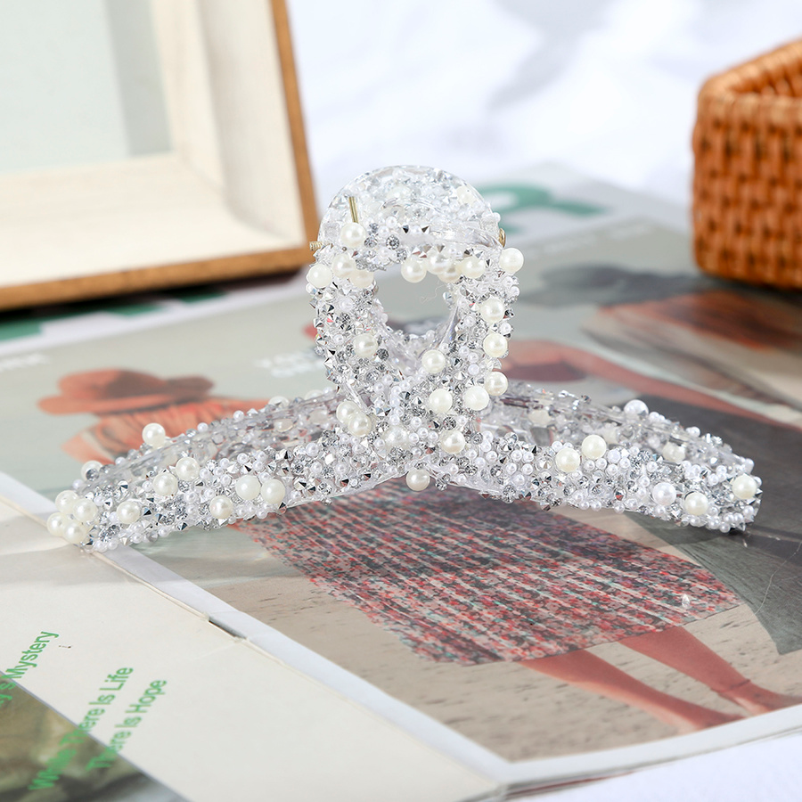 Kẹp bấu tóc đính đá và ngọc trai sang trọng cho nữ