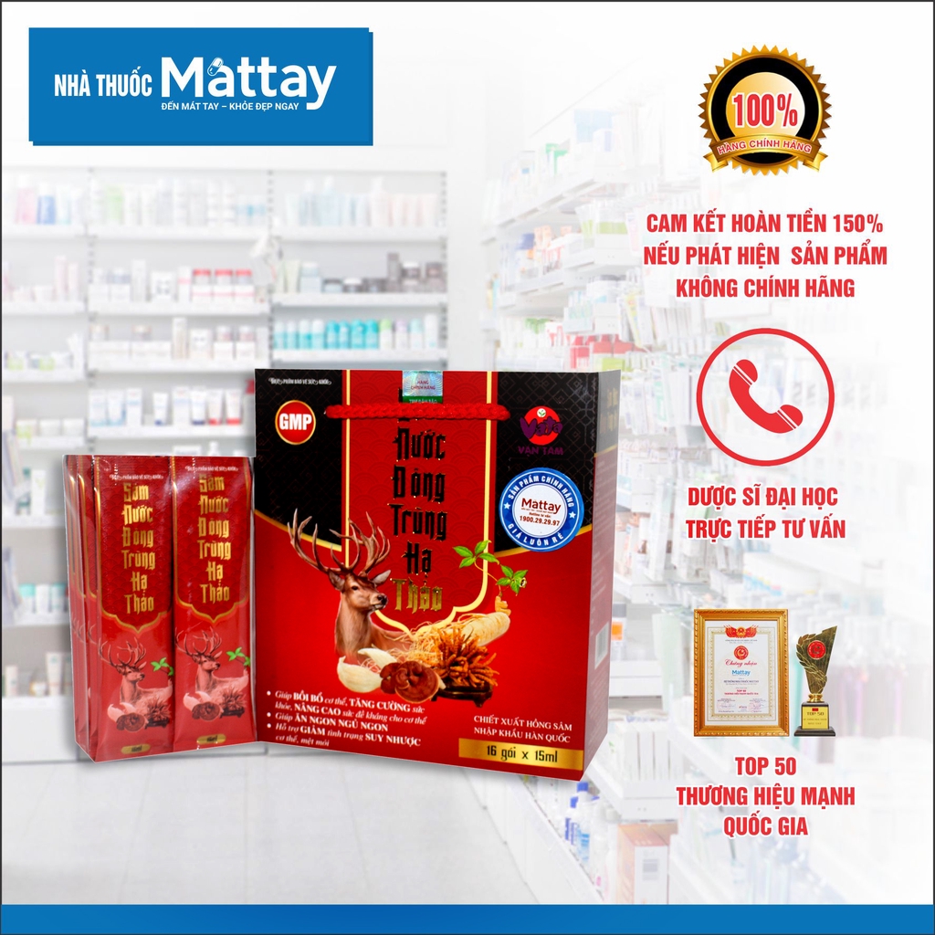 Sâm Nước Đông Trùng Hạ Thảo - Vạn Tam - Hộp 16 Gói - Bồi Bổ Cơ Thể, Tăng Cường Sức Khỏe, Nâng Cao Sức Đề Kháng ❤️