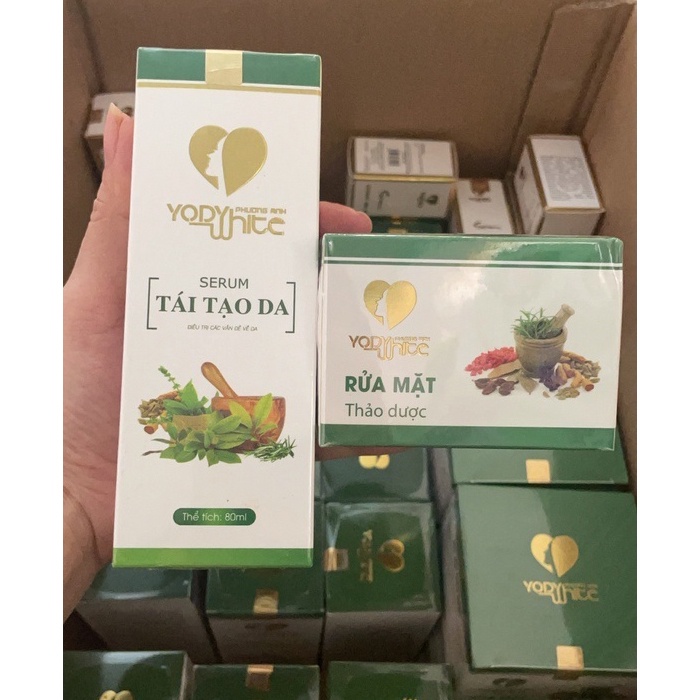 Combo Tái Tạo Da và Bột Rửa Mặt Yody White Phương Anh