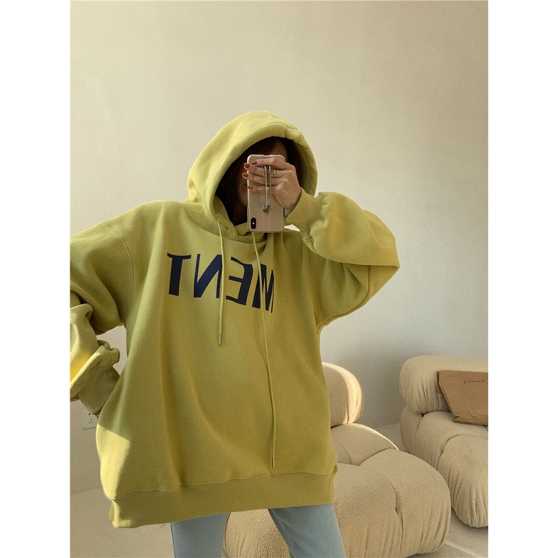 Áo Hoodie Dáng Suông Họa Tiết Chữ In Thời Trang Mùa Thu Cho Nữ
