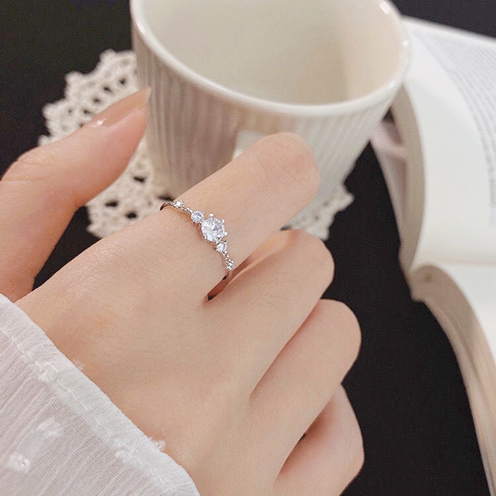 Nhẫn Hở Đính Đá Kim Cương Cổ Điển Thời Trang Có Thể Điều Chỉnh Cho Nữ