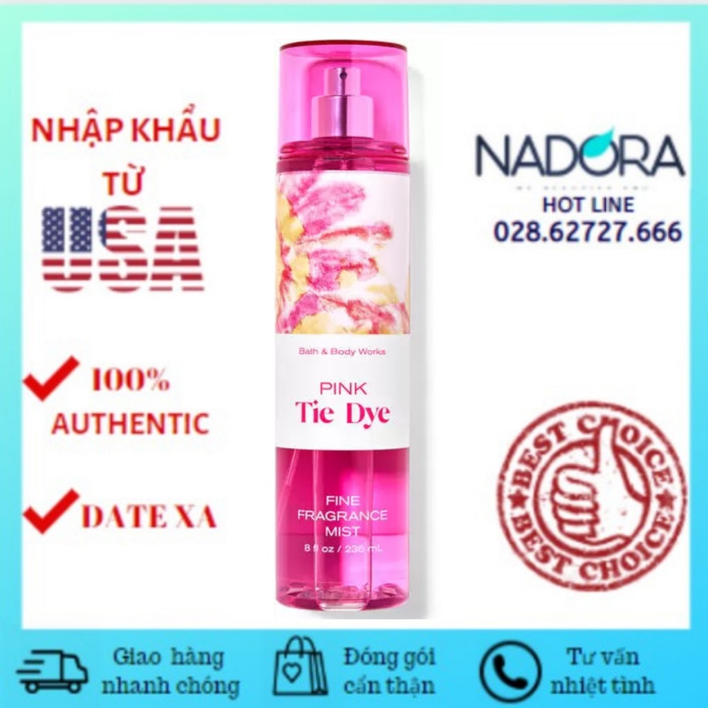 Xịt Thơm Pink Tie Dye Bath And Body Works Body Mist 236ml