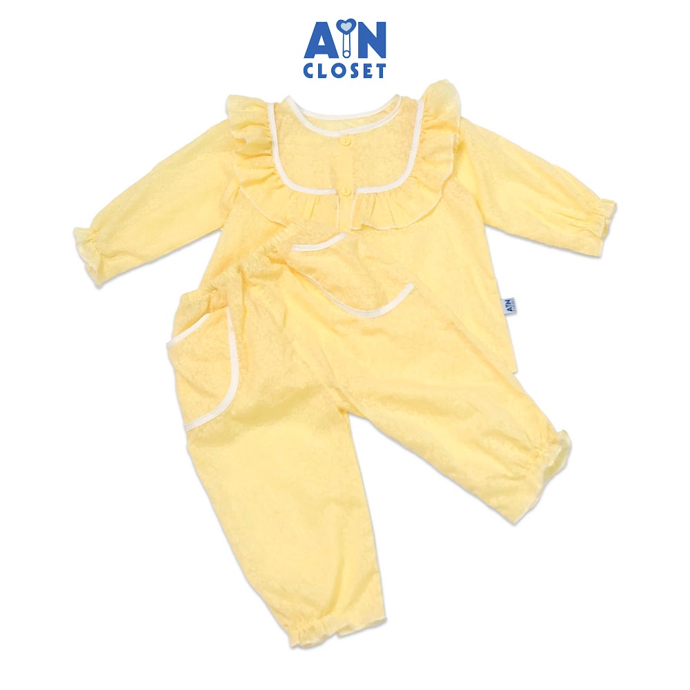 Bộ quần áo dài bé gái họa tiết Hoa mai vàng in chìm boi mịn - AICDBGTZ3SRS - AIN Closet
