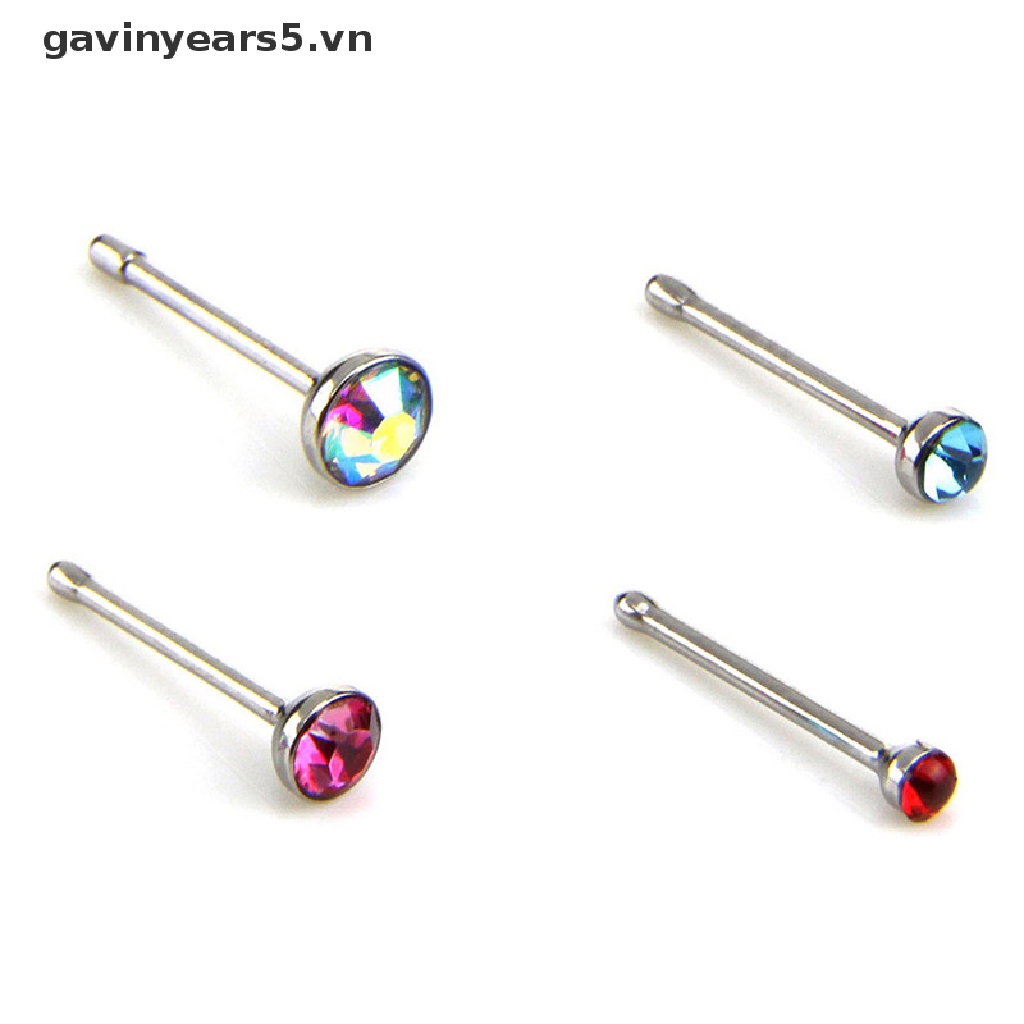 Set 60 Khuyên Mũi Thép Không Gỉ Đính Đá Pha Lê