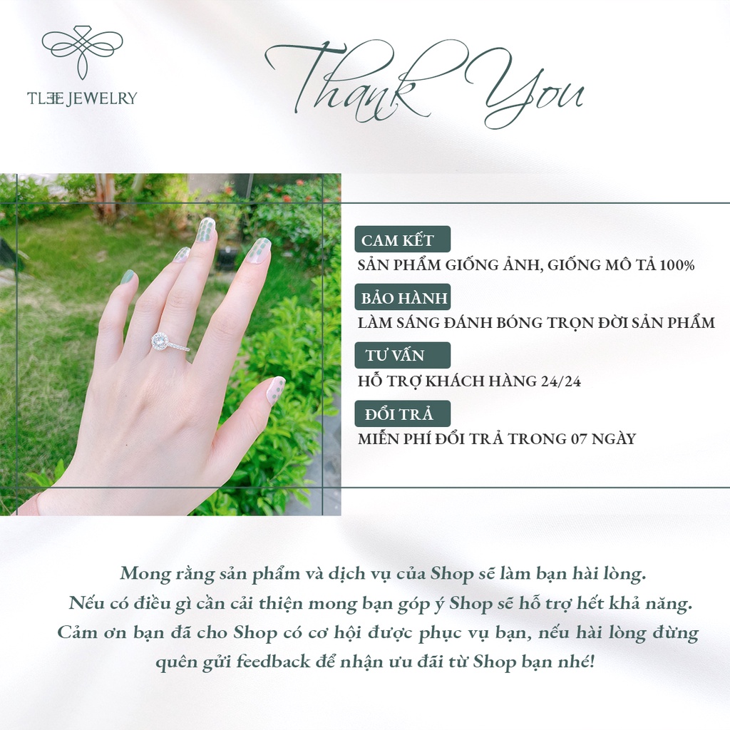 Nhẫn bạc nữ TLEE đá tròn viền nạm đá sang trọng NCJ A0167