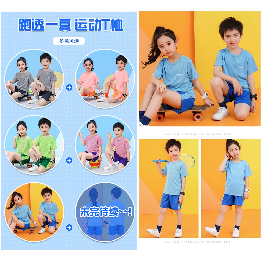 Bộ Áo Thun Ngắn Tay + Quần Short Thời Trang Mùa Hè 100-160cm Dành Cho Bé