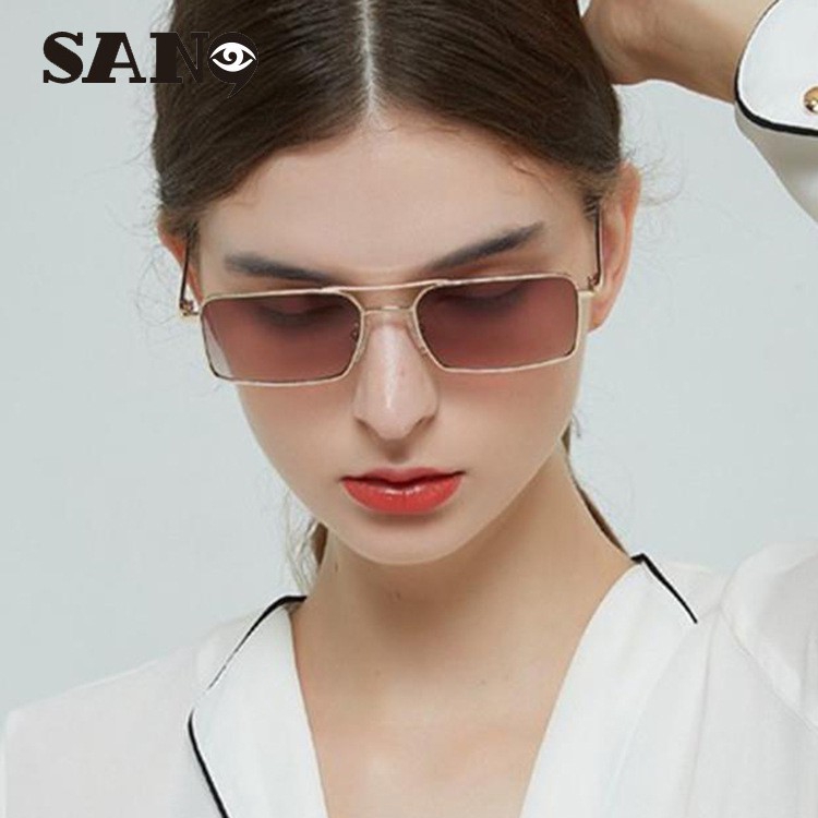 Kính mát hình chữ nhật gọng kim loại thời trang Hàn Quốc