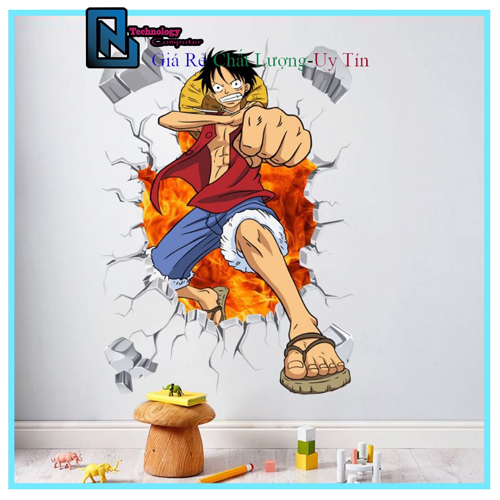 Dán Tường 3d One Piece Luffy Hình Nhân Vật Hoạt Hình