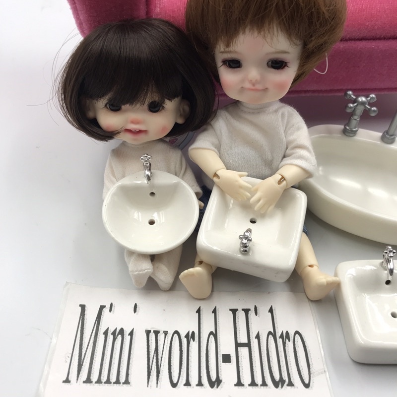 Mô hình Lavabo bồn rửa tay mini tí hon trang trí nhà búp bê Barbie tỉ lệ 1/6, 1/8, 1/12