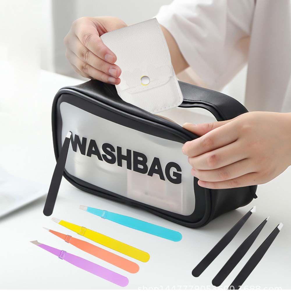 OCEANMAP Set 4 / 6 Nhíp Tỉa Lông Mày Chống Tĩnh Điện Kèm Hộp Da Đựng Tiện Lợi