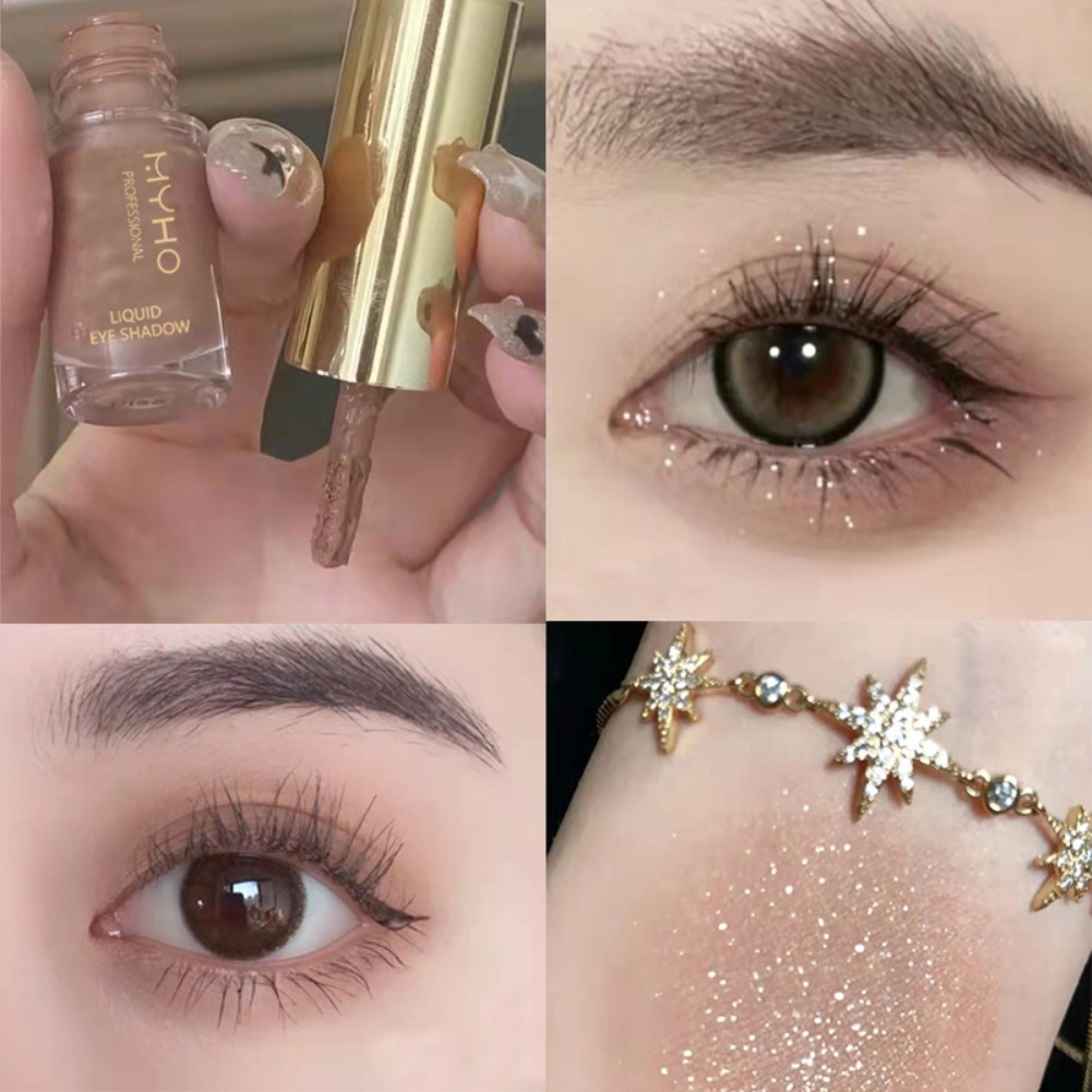 ♕Myho Chất Lỏng Phấn Mắt Lấp Lánh 6 Màu Sắc Đường Viền Lâu Chống Nước Mờ Má Viền Đen Phối Sắc Tố Màu Cà Phê Sữa Phấn Mắt Làm Đẹp trang Điểm