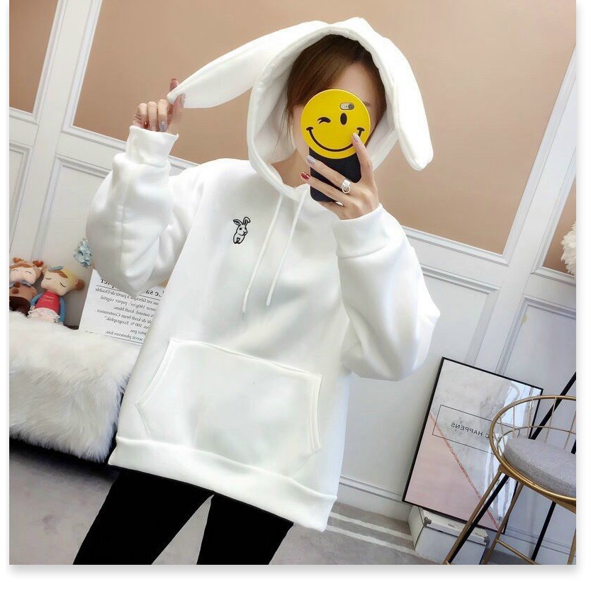 ÁO KHOÁC HOODIE TAI THỎ KIỂU DÁNG UNISEX CỰC ĐÁNG YÊU