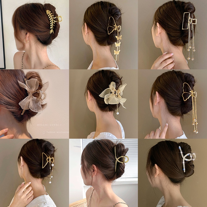 Kẹp Tóc Càng Cua Đính Nơ Lớn Dễ Thương Cho Nữ