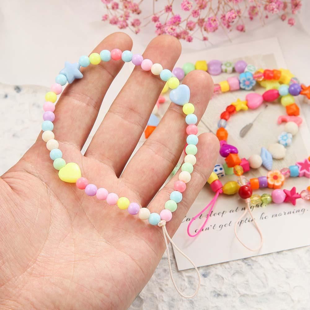 Glees Dây Đeo Cổ Tay Xỏ Hạt Nhiều Màu Sắc Trang Trí Điện Thoại Di Động