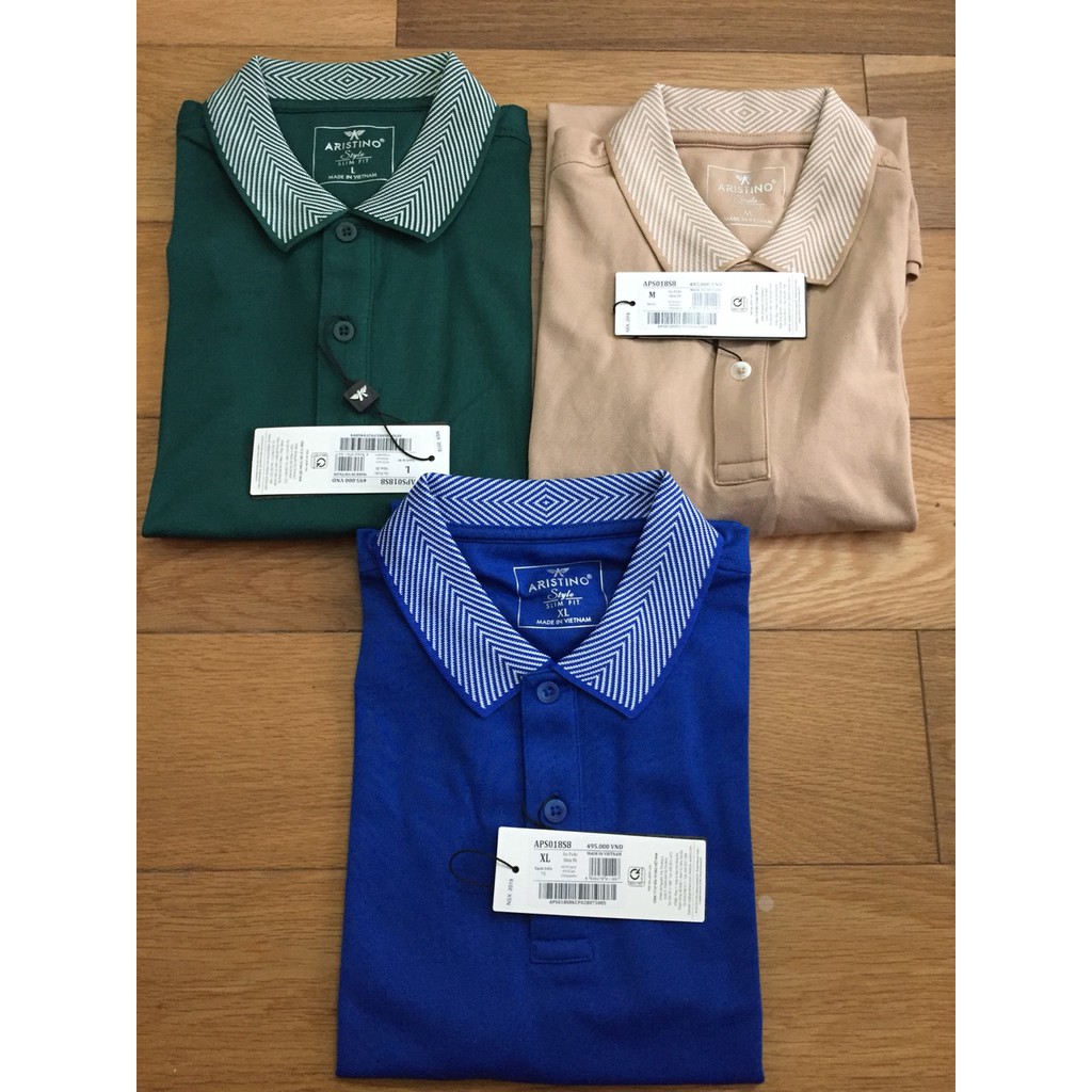 Áo polo nam ngắn tay Aristino 🌟 CHÍNH HÃNG – SALE 🌟 APS018S8, slimfit, chất liệu coolmax mềm mát