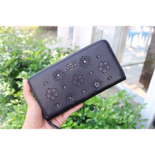 🆘RẺ VÔ ĐỊCH🆘 Ví Coach wallet with cut out tea rose - black