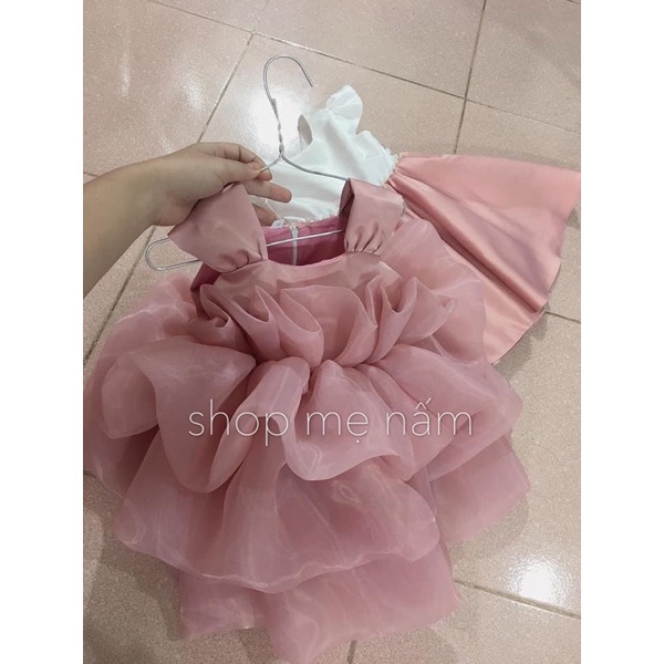 Đầm bé gái dáng xòe phồng công chúa xếp ly 3 tầng voan tơ mềm mại - Shop Mẹ Nấm